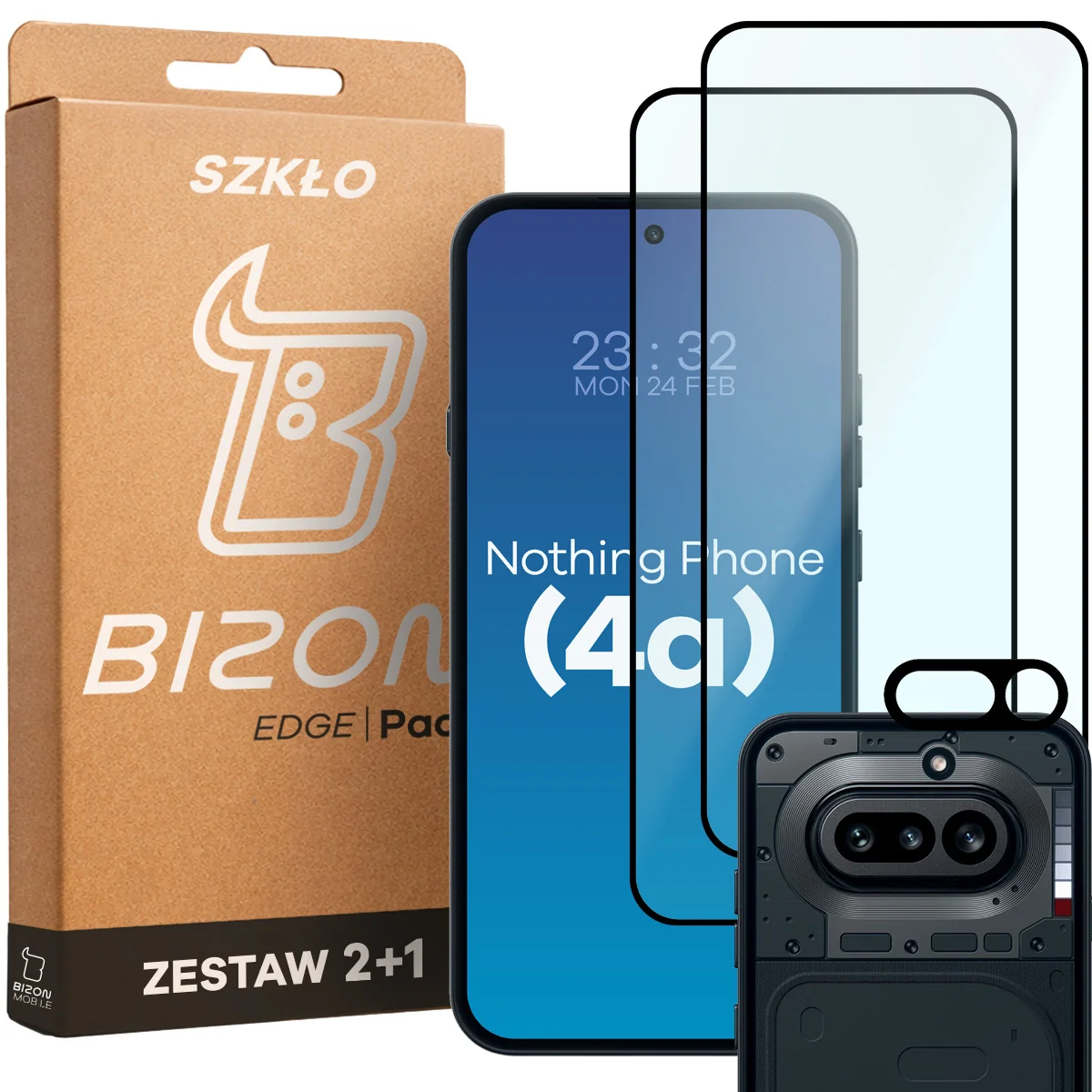 Pudełko i zestaw szkieł do Nothing Phone (4a): 2x szkło hartowane i lens