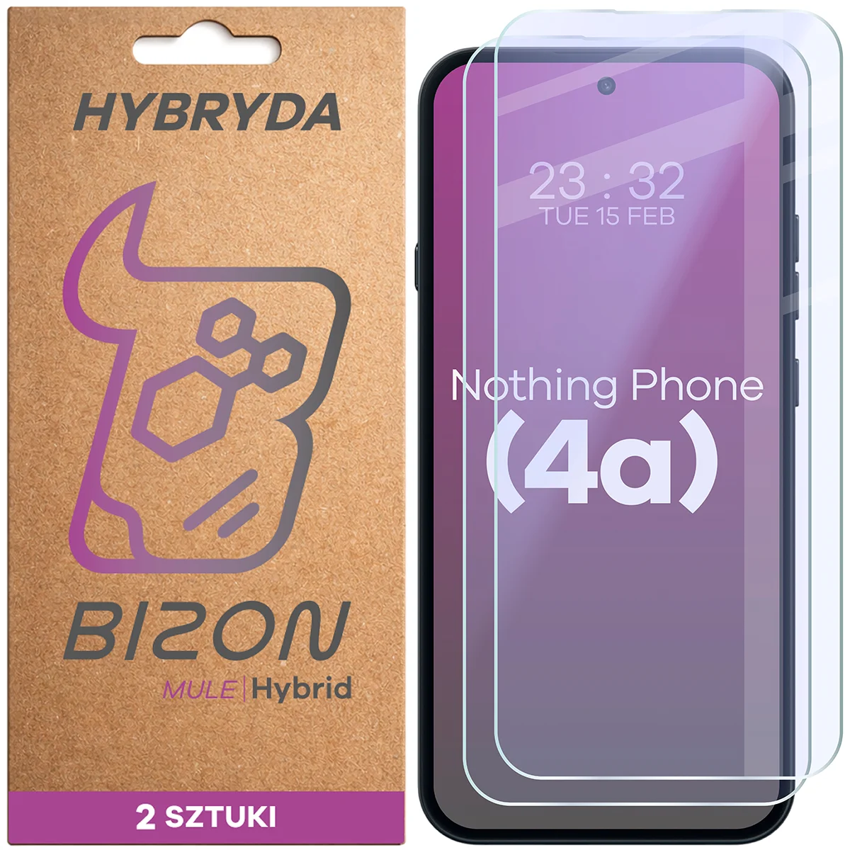 Elastyczne szkło hybrydowe Bizon Hybrid Mule Duo do Nothing Phone (4a), 2 sztuki