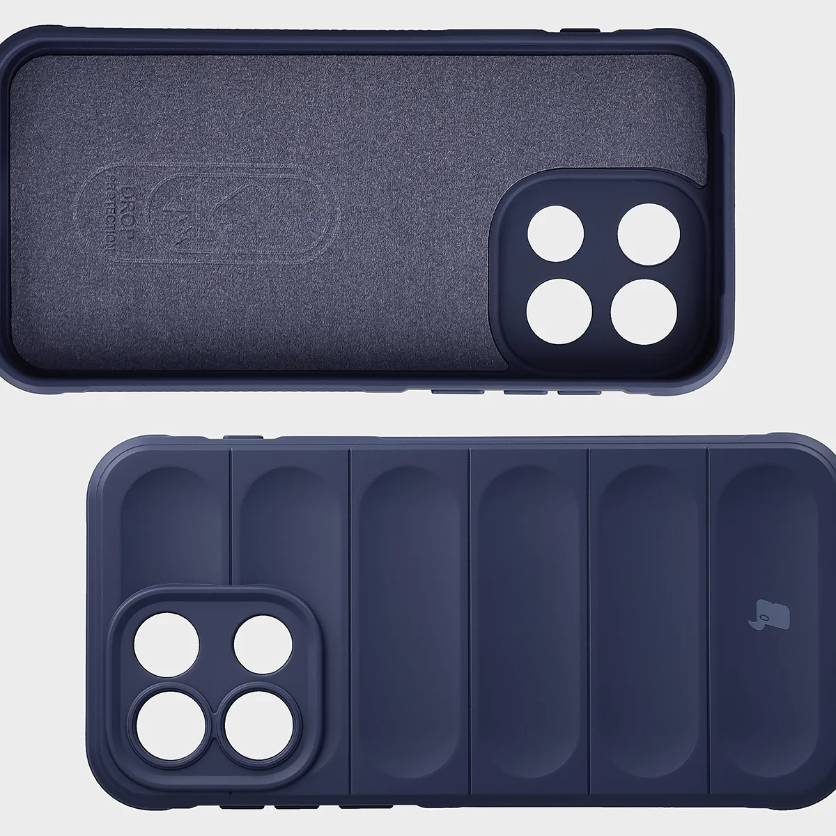 Wyściółka z mikrofibry, wyżłobienia na pleckach i wzmocnione narożniki w etui Bizon Case Tur do OnePlus Nord 6
