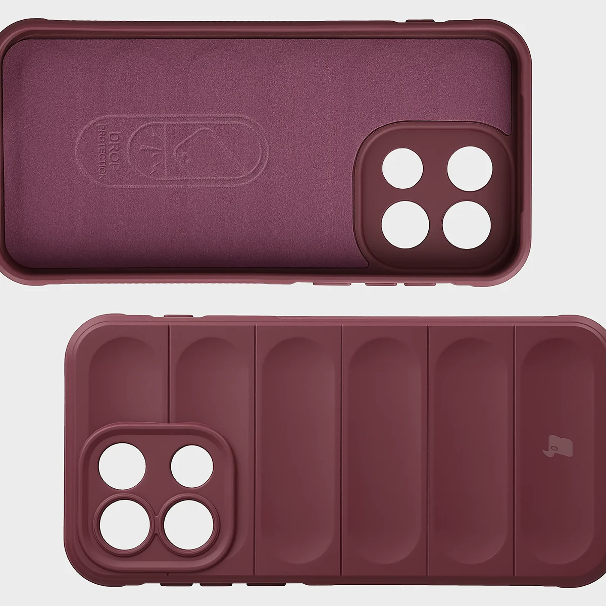 Wyściółka z mikrofibry, wyżłobienia na pleckach i wzmocnione narożniki w etui Bizon Case Tur do OnePlus Nord 6