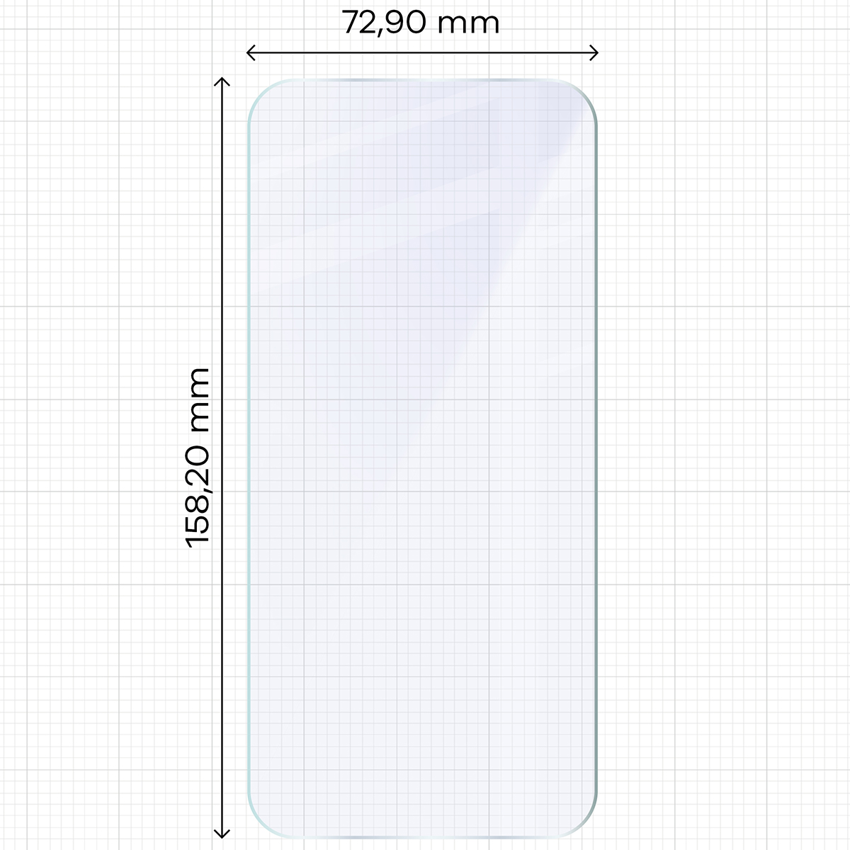 Miarka z wymiarami szkła hybrydowego Bizon Hybrid Mule do OnePlus Nord 6