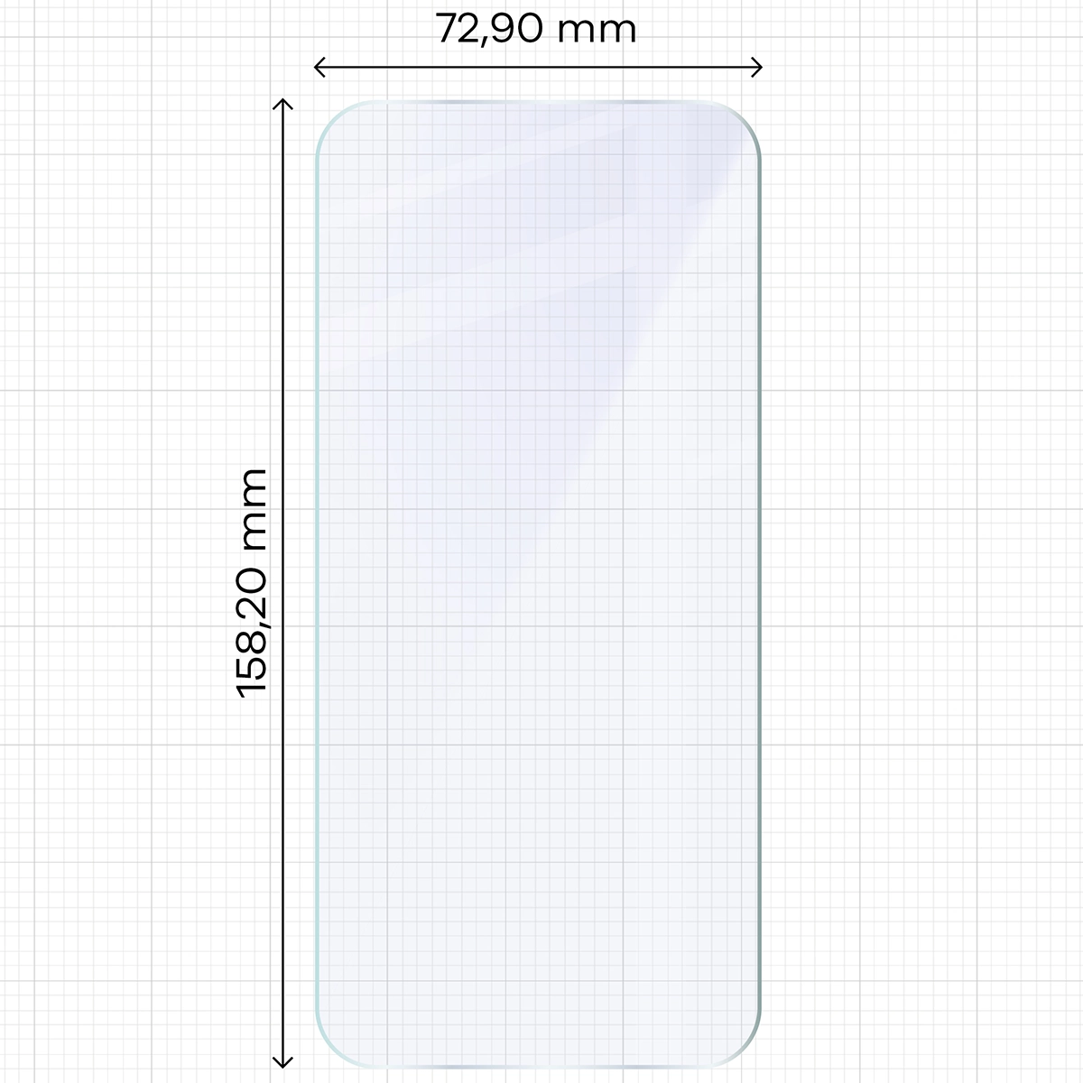 Miarka z wymiarami szkła hybrydowego Bizon Hybrid Mule Duo do OnePlus Nord 6