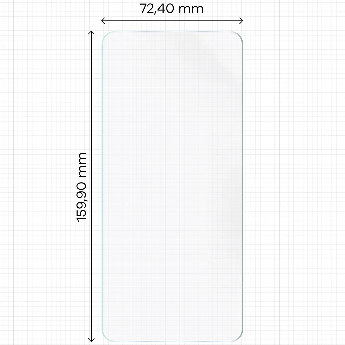 Miarka z wymiarami folii hydrożelowej Bizon Film Hydrogel Front do Oppo Find X9 Ultra
