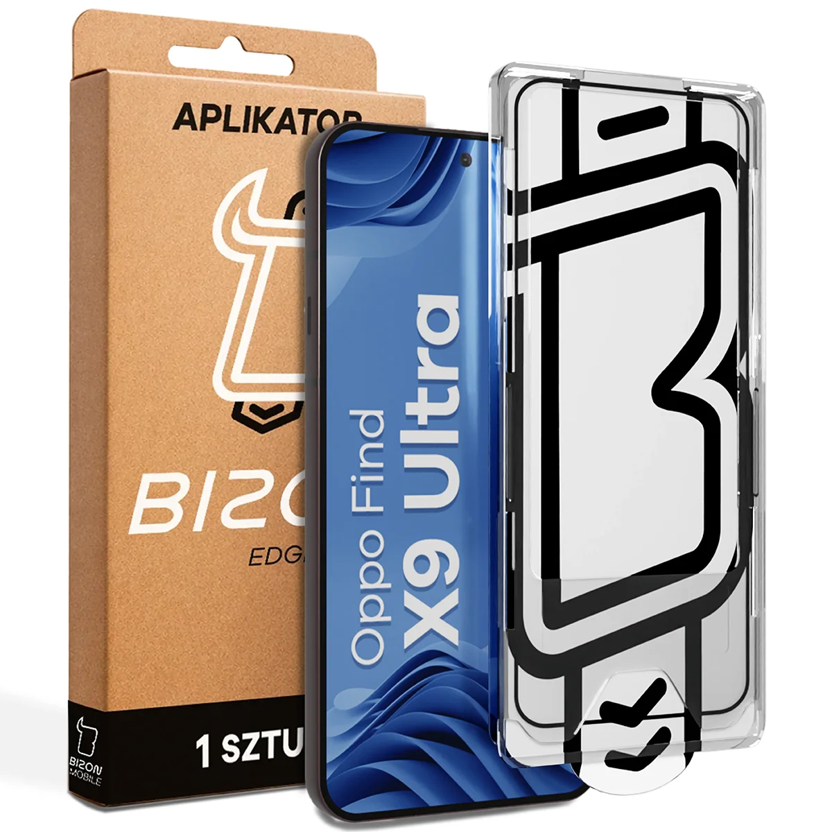 Szkło z aplikatorem Bizon Glass Aplikator Edge dla Oppo Find X9 Ultra