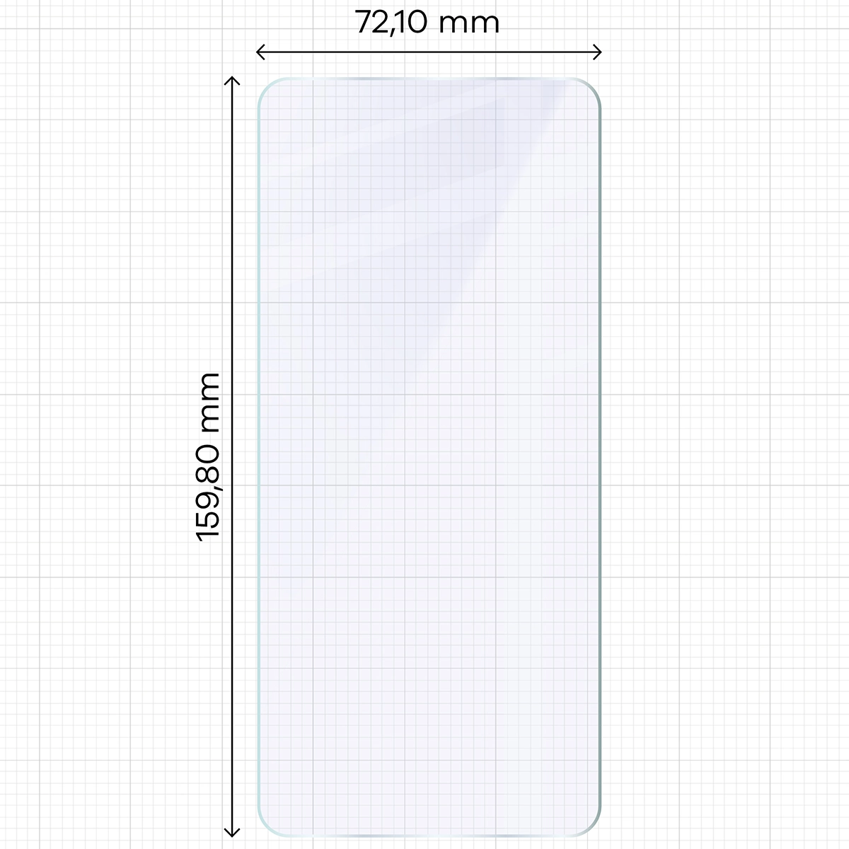 Miarka z wymiarami szkła hybrydowego Bizon Hybrid Mule do Oppo Find X9 Ultra