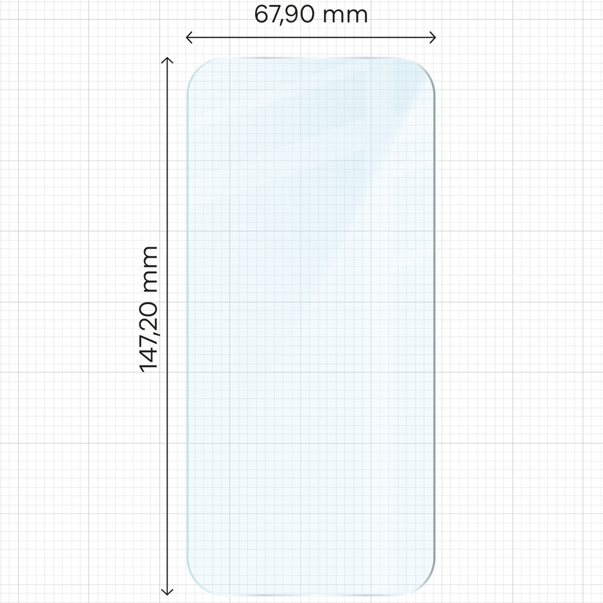 Miarka z wymiarami szkła hartowanego Bizon Glass Clear do Oppo Reno 15 Pro