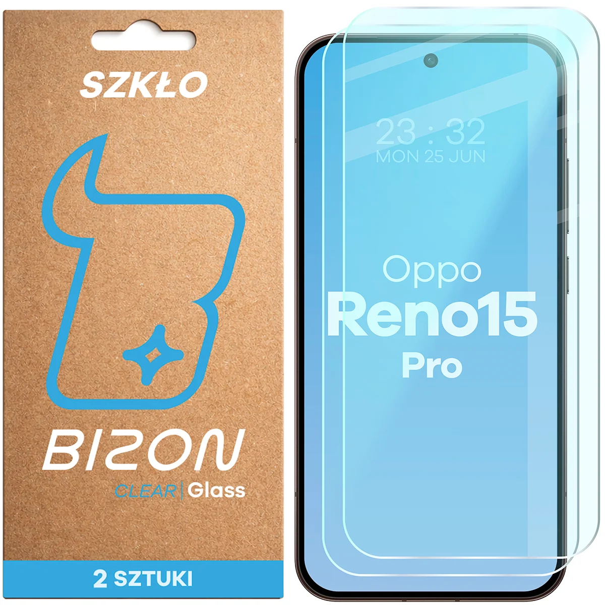 Szkło hartowane Bizon Glass Clear Duo do Oppo Reno 15 Pro, 2 sztuki