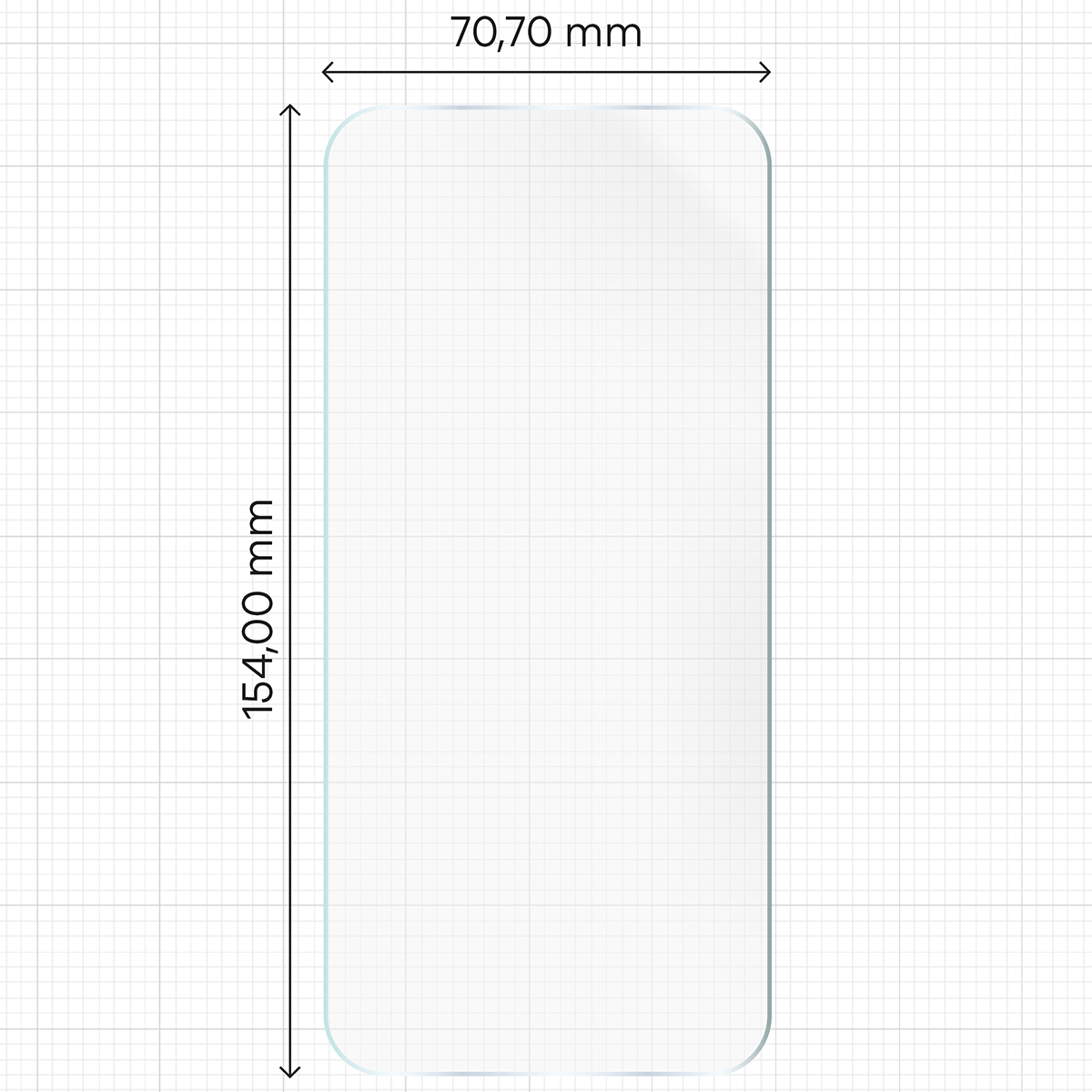 Miarka z wymiarami folii hydrożelowej Bizon Film Hydrogel Front Duo do Oppo Reno16 F / Reno16 FS 5G