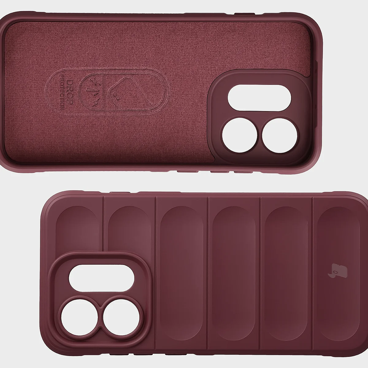 Wyściółka z mikrofibry, wyżłobienia na pleckach i wzmocnione narożniki w etui Bizon Case Tur do Oppo Reno16 / Reno16 Pro 5G