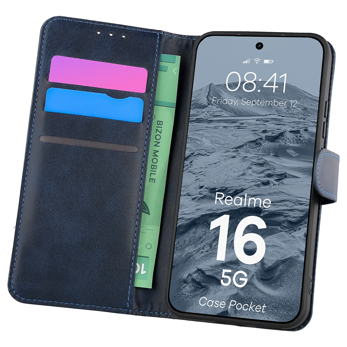 Etui z klapką z miejscem na karty Bizon Case Pocket do Realme 16 5G