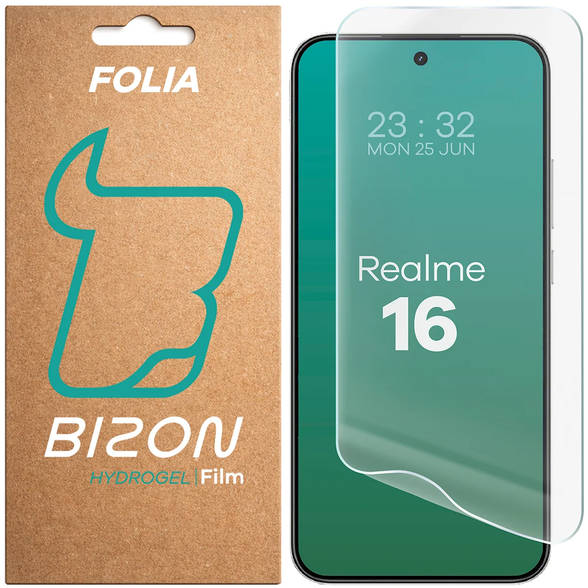 Pudełko i folia hydrożelowa na ekran Bizon Film Hydrogel Front do Realme 16 5G