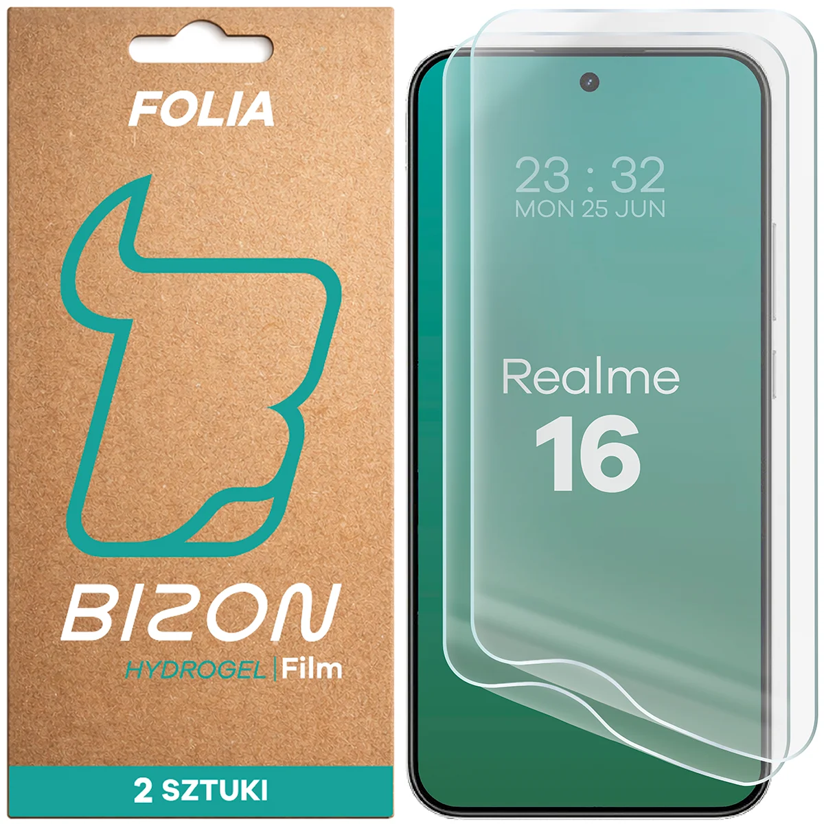 Pudełko i folia hydrożelowa na ekran Bizon Film Hydrogel Front Duo do Realme 16 5G