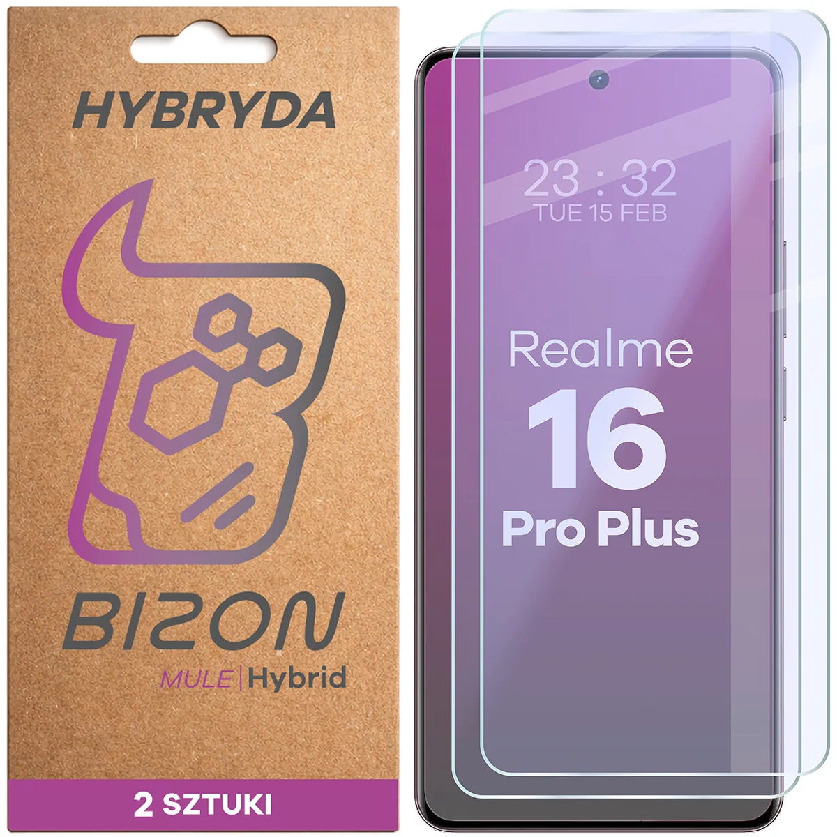 Elastyczne szkło hybrydowe Bizon Hybrid Mule Duo do Realme 16 Pro Plus 5G, 2 sztuki