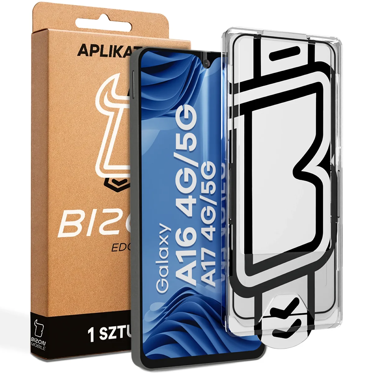 Szkło z aplikatorem Bizon Glass Aplikator Edge dla Samsung Galaxy A16 / Samsung Galaxy A17