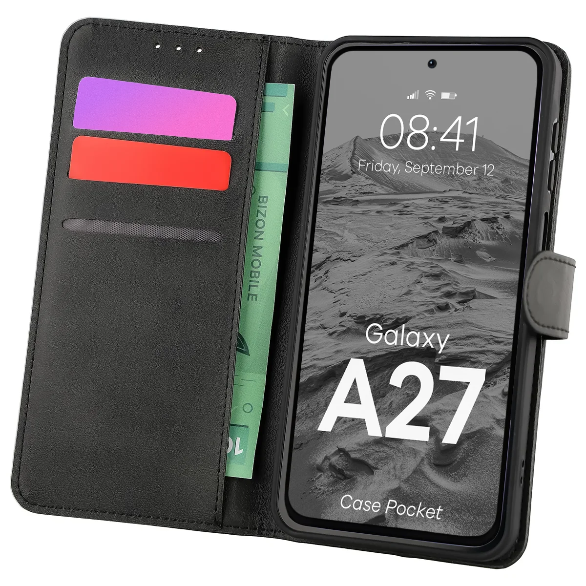 Etui z klapką z miejscem na karty Bizon Case Pocket do Samsung Galaxy A27 5G