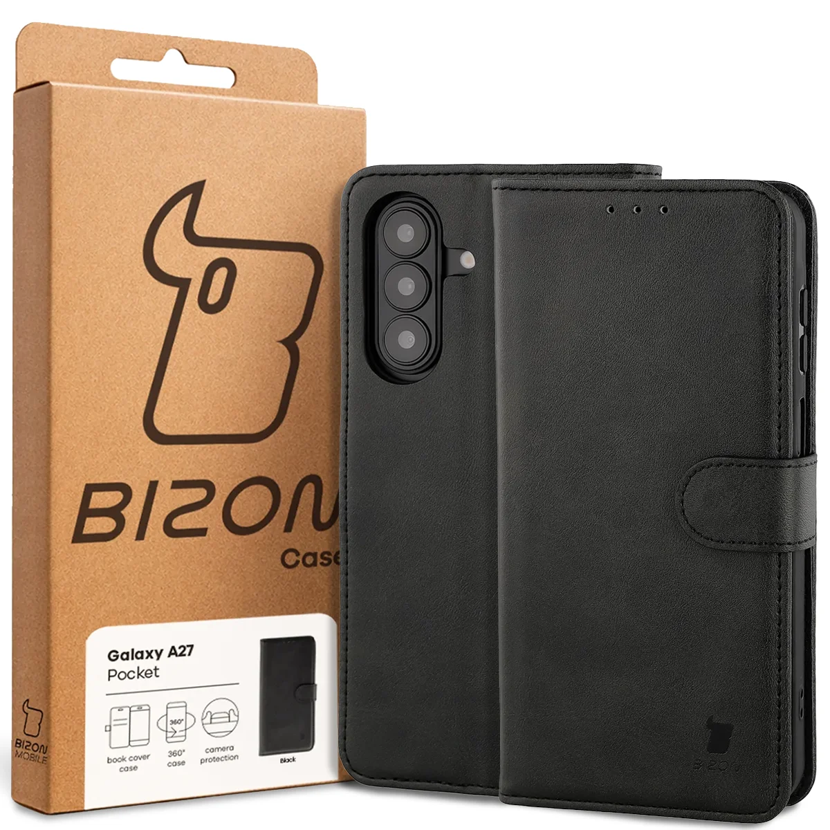 Przód pudełka Bizon Case z dedykowaną etykietą do Samsung Galaxy A27 5G