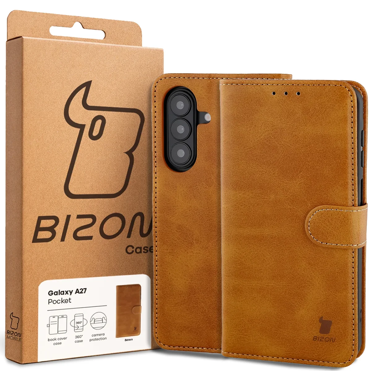Przód pudełka Bizon Case z dedykowaną etykietą do Samsung Galaxy A27 5G