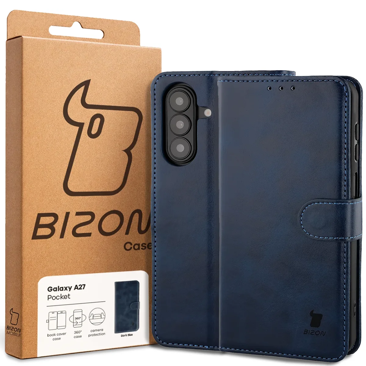 Przód pudełka Bizon Case z dedykowaną etykietą do Samsung Galaxy A27 5G