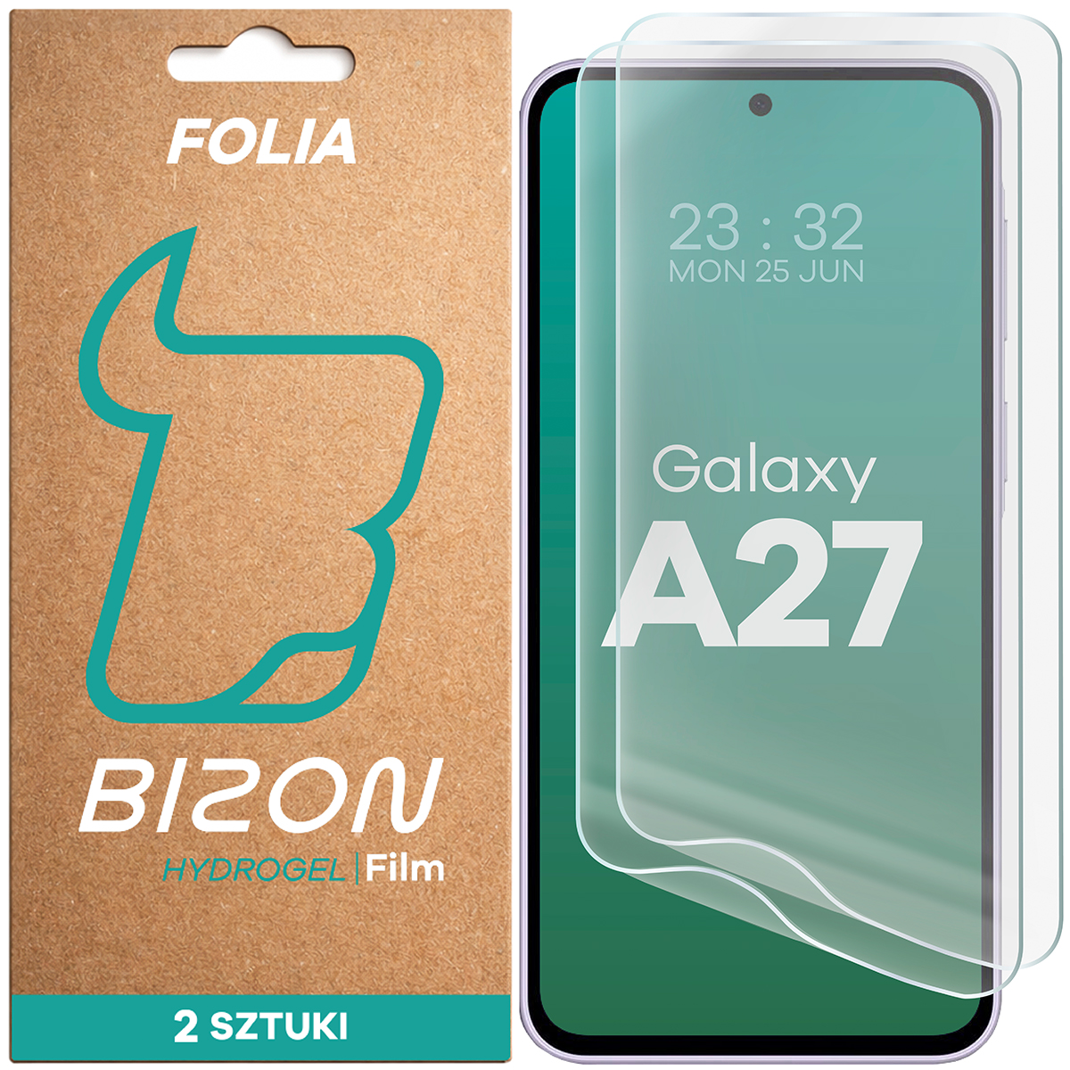 Pudełko i folia hydrożelowa na ekran Bizon Film Hydrogel Front Duo do Samsung Galaxy A27 5G