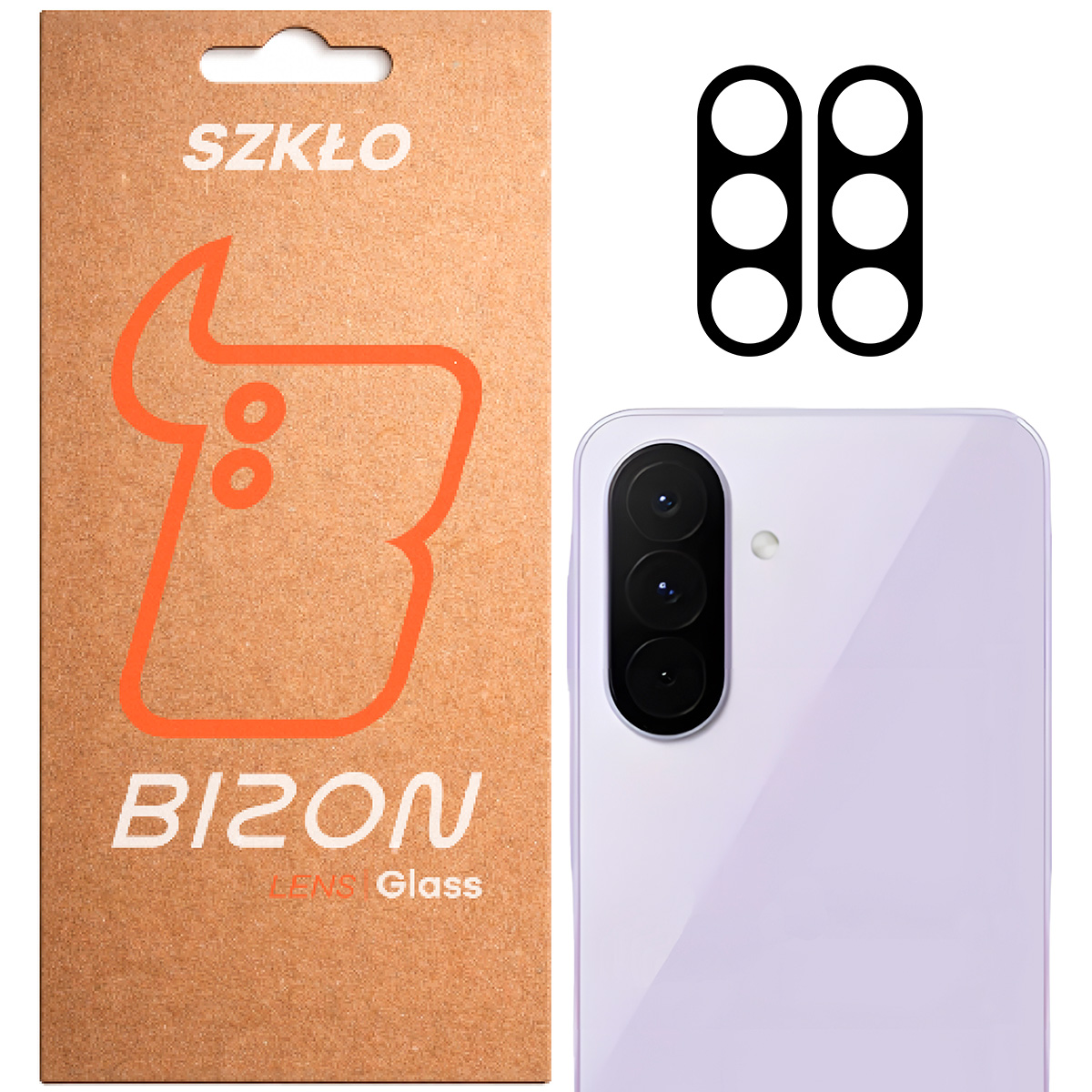 Pudełko i 2 sztuki szkła na aparat Bizon Glass Lens do Samsung Galaxy A27 5G