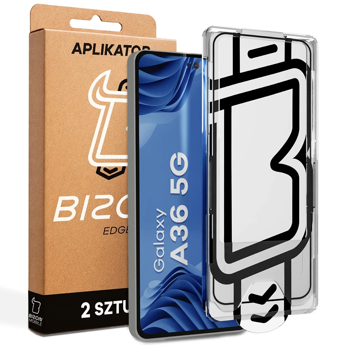 Szkło z aplikatorem Bizon Glass Aplikator Edge dla Samsung Galaxy A36 5G