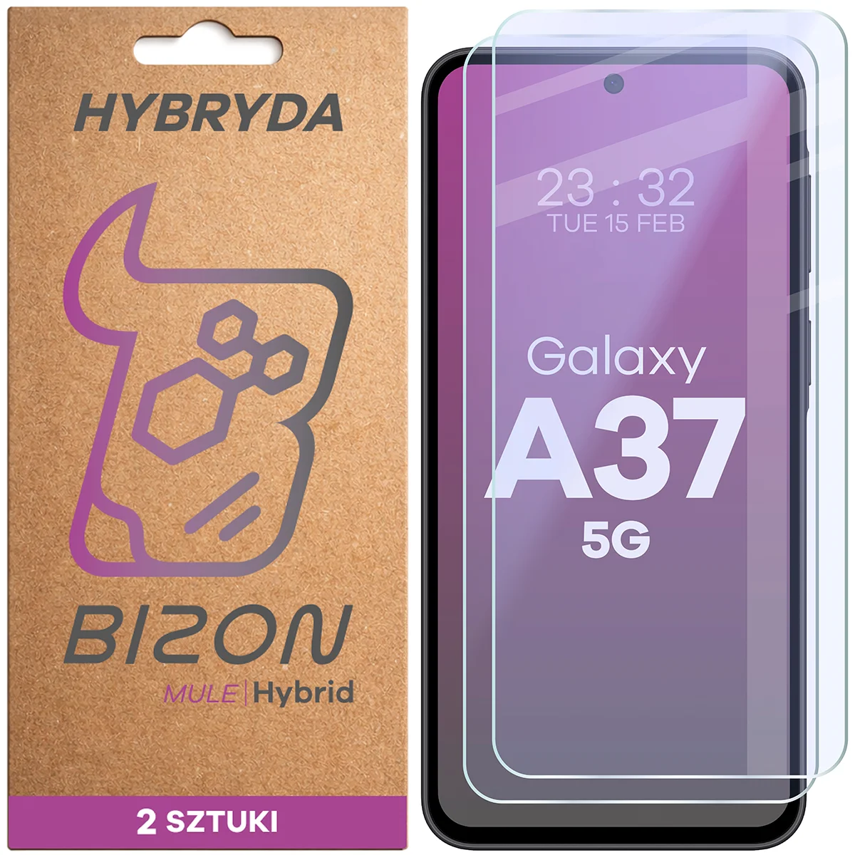 Elastyczne szkło hybrydowe Bizon Hybrid Mule Duo do Samsung Galaxy A37 5G, 2 sztuki