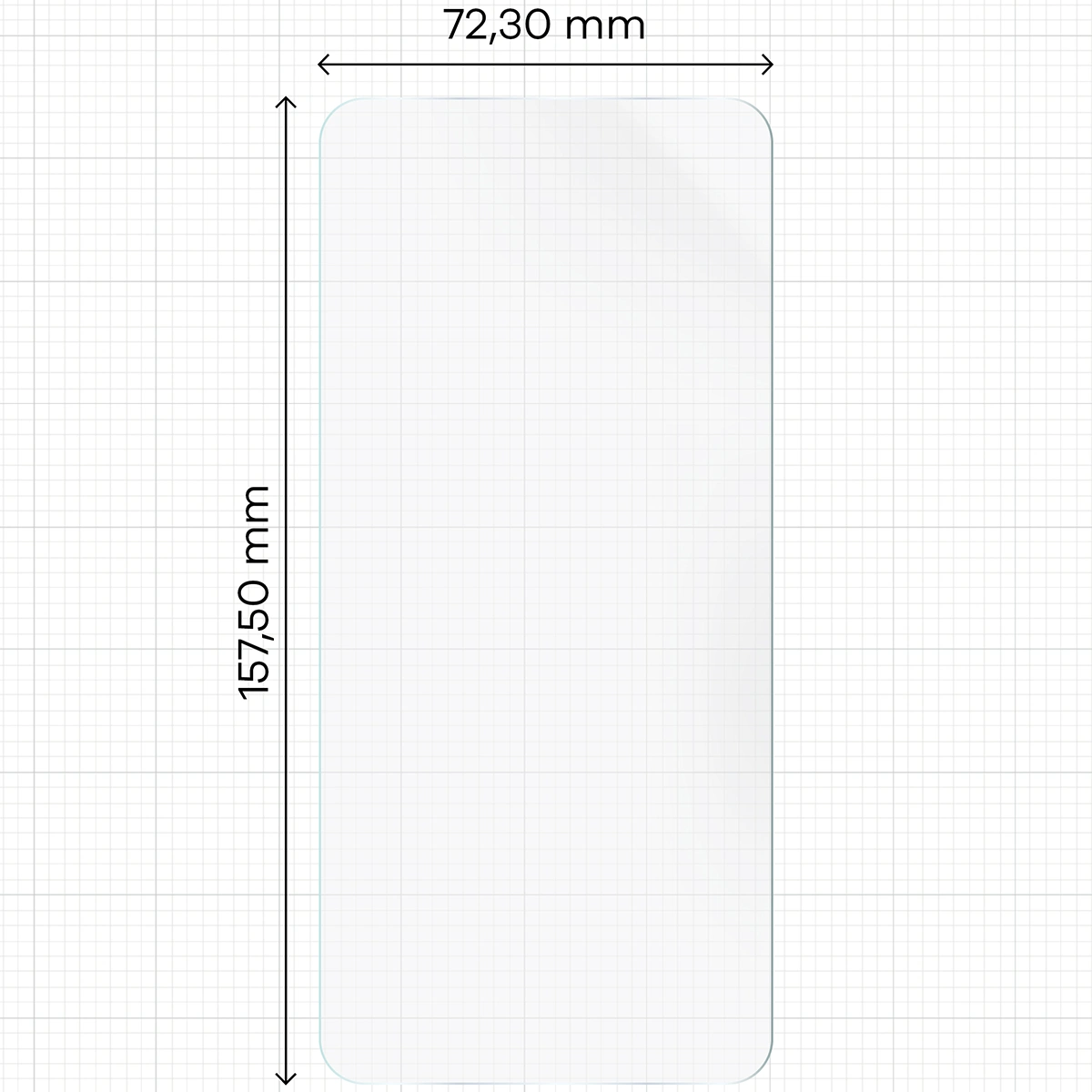 Miarka z wymiarami folii hydrożelowej Bizon Film Hydrogel Front Duo do Samsung Galaxy A57 5G