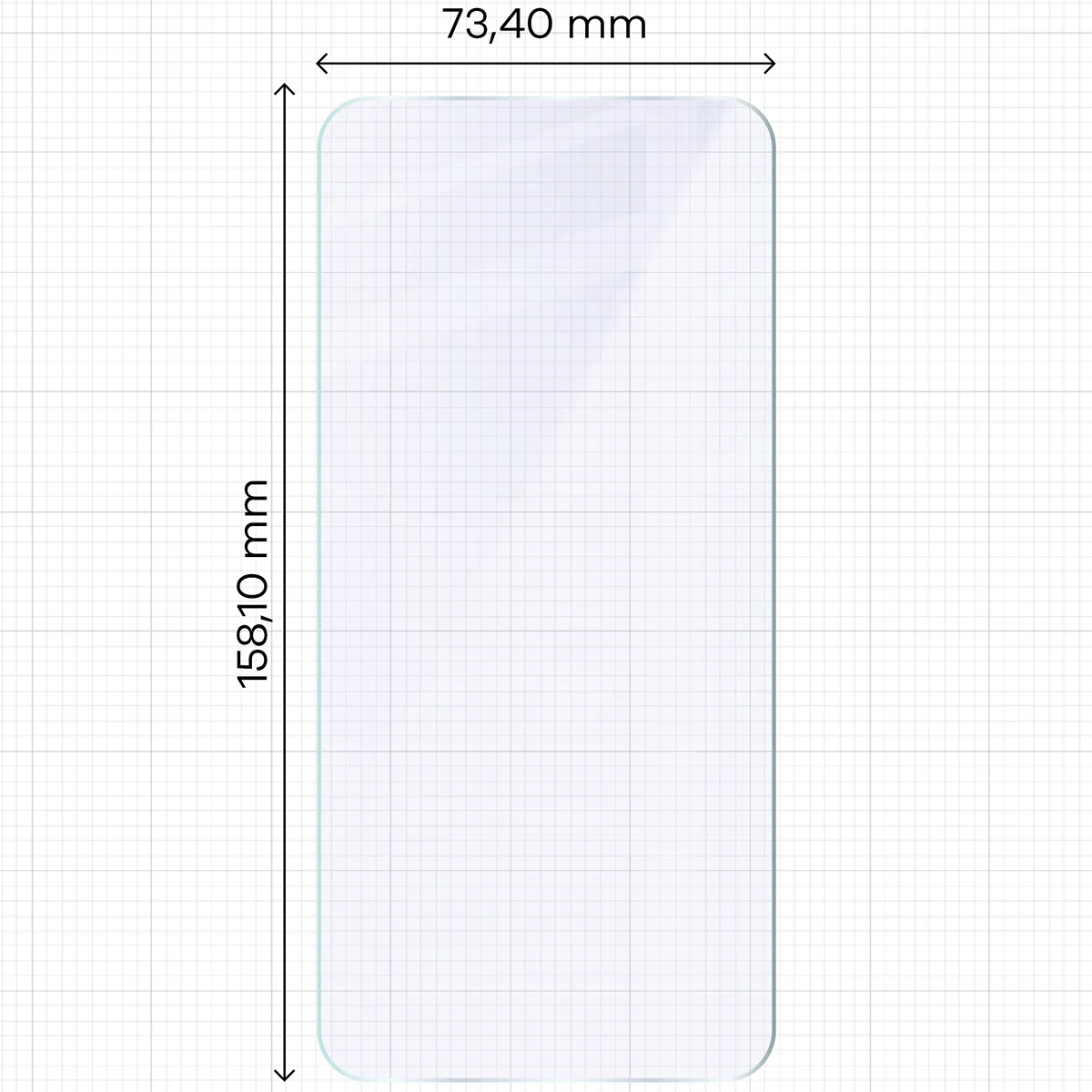 Miarka z wymiarami szkła hybrydowego Bizon Hybrid Mule do Samsung Galaxy A57 5G