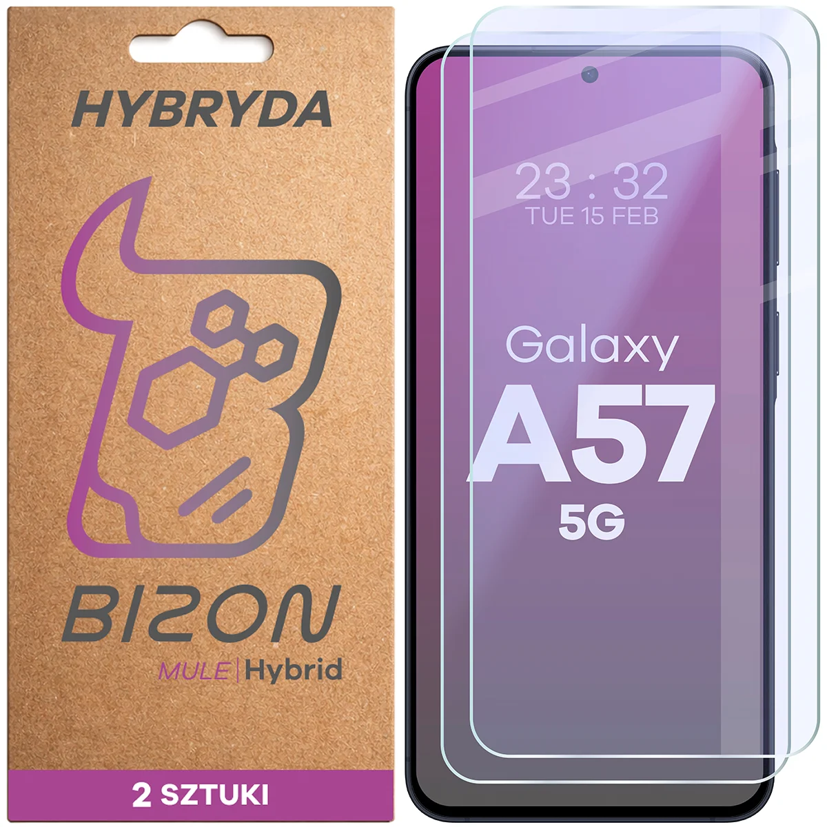 Elastyczne szkło hybrydowe Bizon Hybrid Mule Duo do Samsung Galaxy A57 5G, 2 sztuki