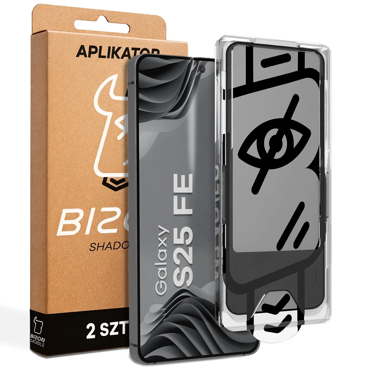 Szkło prywatyzujące z aplikatorem Bizon Glass Aplikator Shadow dla Samsung Galaxy S25 FE