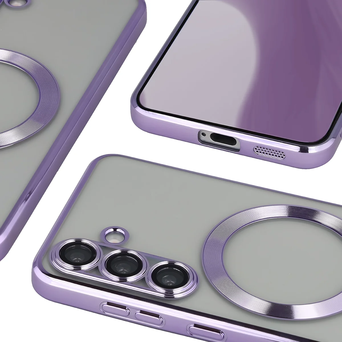 Metaliczna ramka, podniesione krawędzie i zintegrowane osłony w etui Bizon Case GuardO do Samsung Galaxy S25