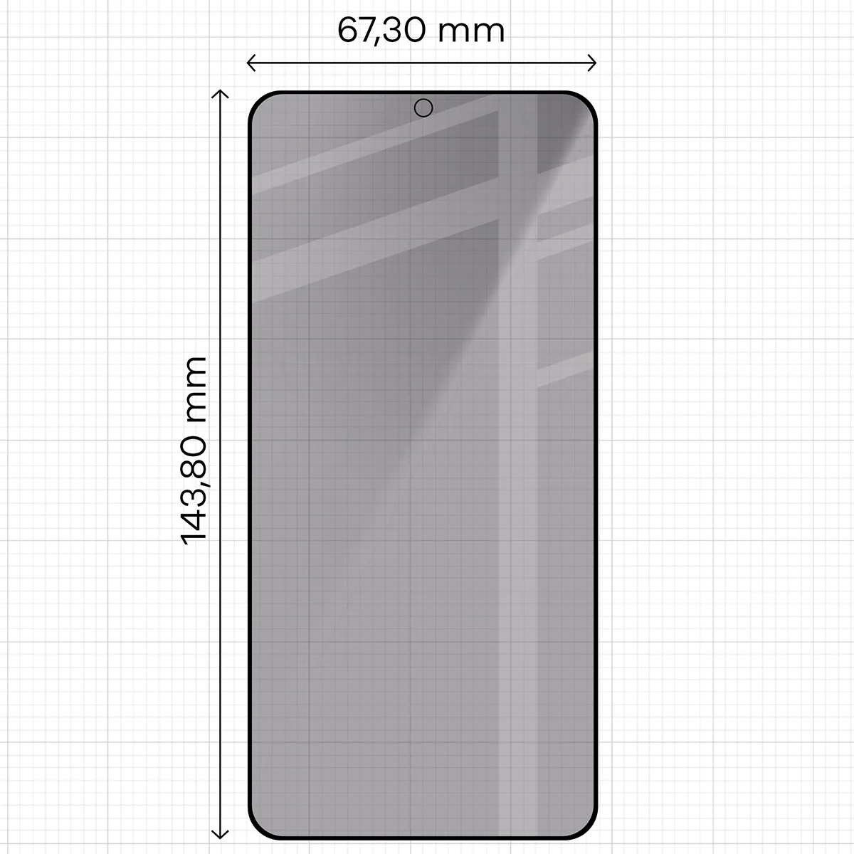 Wymiary szkła na miarce dla Samsung Galaxy S25 / Samsung Galaxy S24