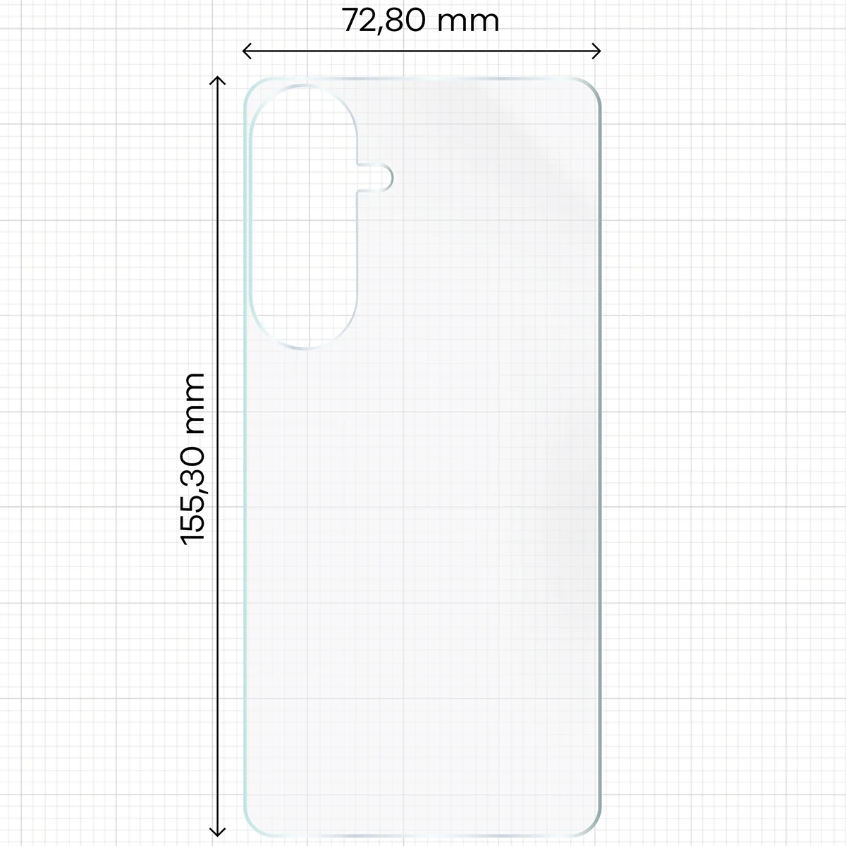 Miarka z wymiarami dla folii hydrożelowej Bizon Film Hydrogel Back do Samsung Galaxy S26 Plus