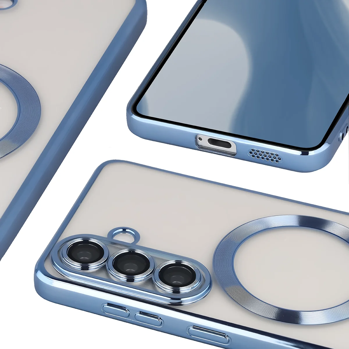 Metaliczna ramka, podniesione krawędzie i zintegrowane osłony w etui Bizon Case GuardO do Samsung Galaxy S26