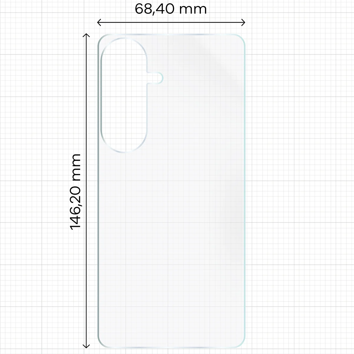 Miarka z wymiarami dla folii hydrożelowej Bizon Film Hydrogel Back do Samsung Galaxy S26