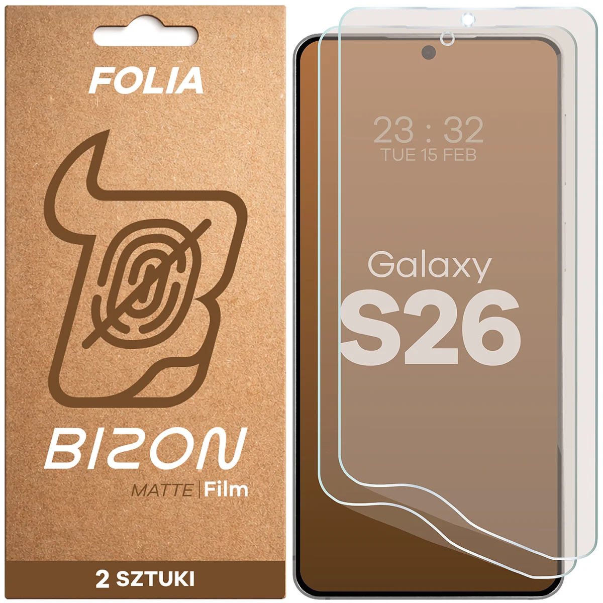 Folia matowa na ekran Bizon Film Matte Duo do Samsung Galaxy S26, 2 sztuki