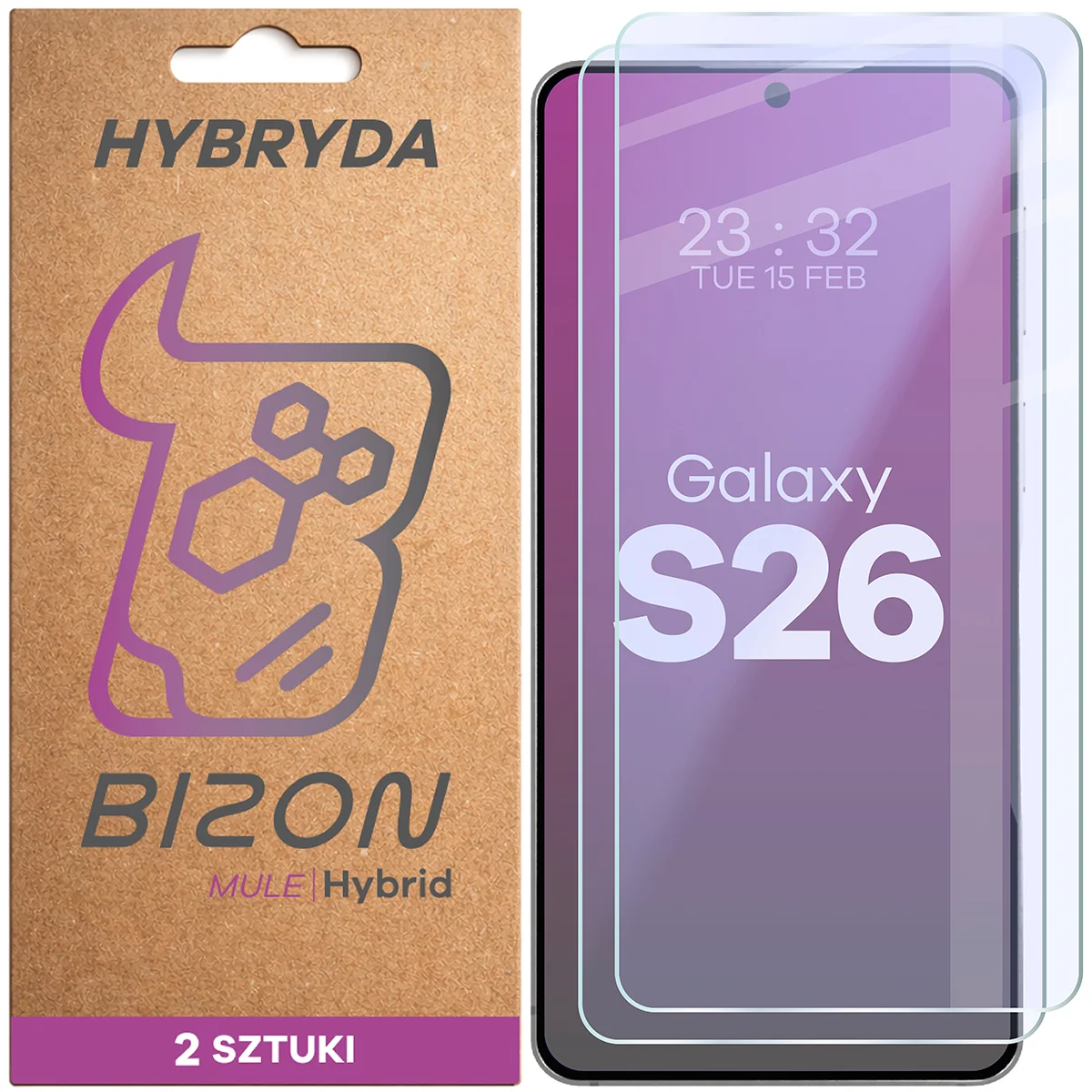 Elastyczne szkło hybrydowe Bizon Hybrid Mule Duo do Samsung Galaxy S26, 2 sztuki