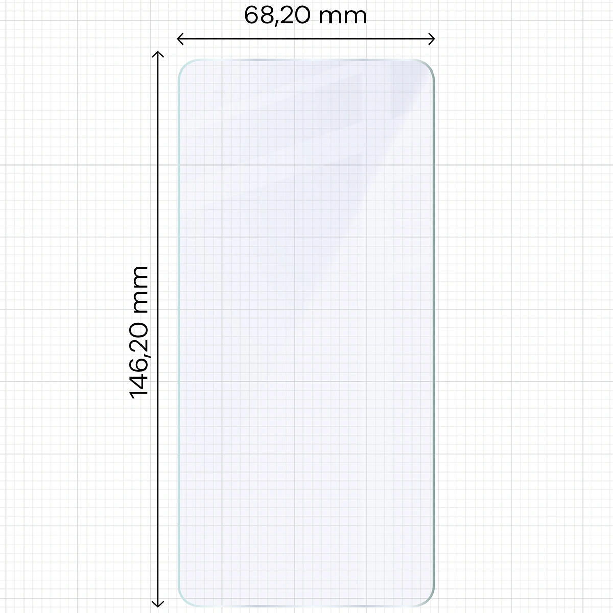 Miarka z wymiarami szkła hybrydowego Bizon Hybrid Mule Duo do Samsung Galaxy S26