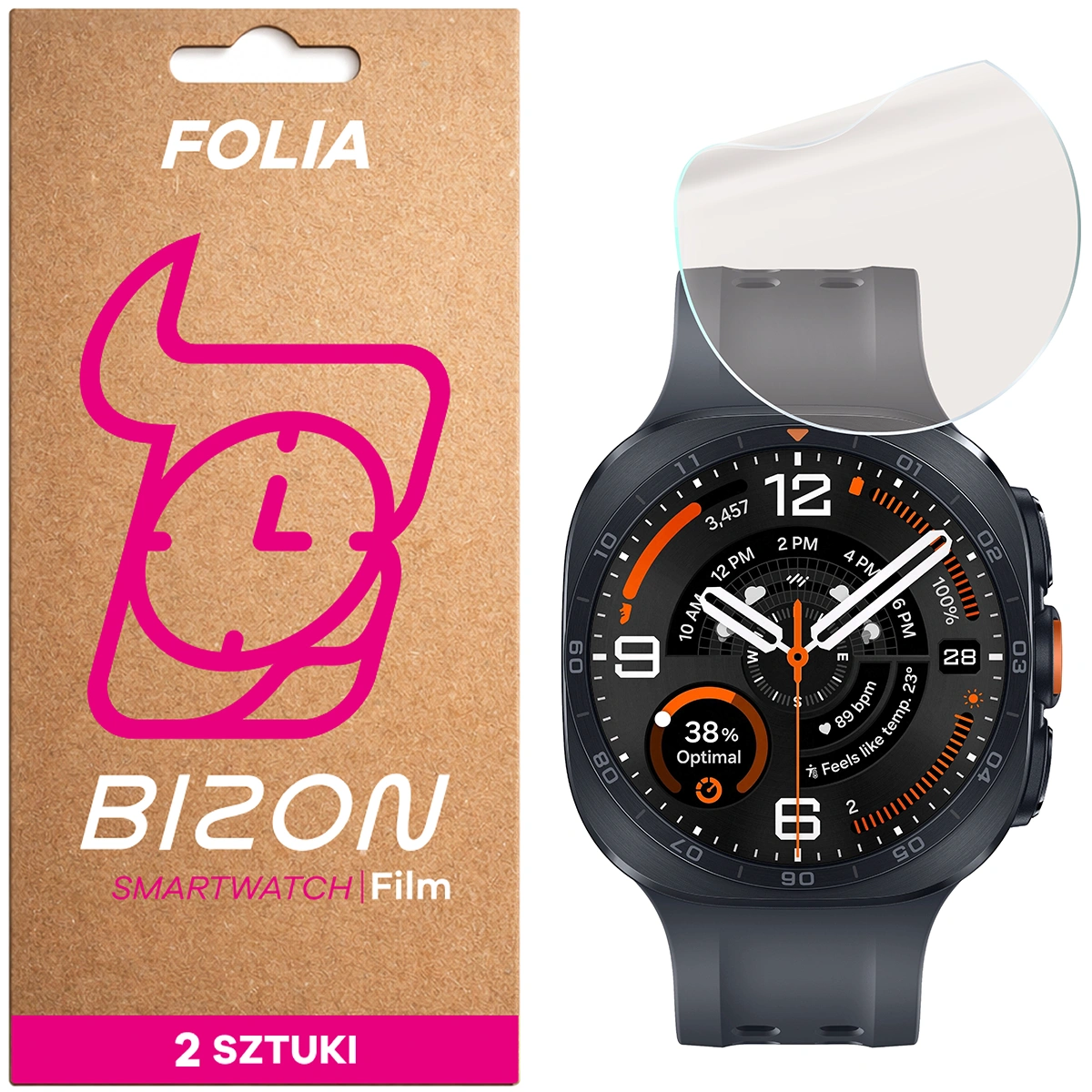 Folia matowa na ekran Bizon Watch Film Matte Duo do Samsung Galaxy Watch Ultra 2 (2026) 47 mm, 2 sztuki