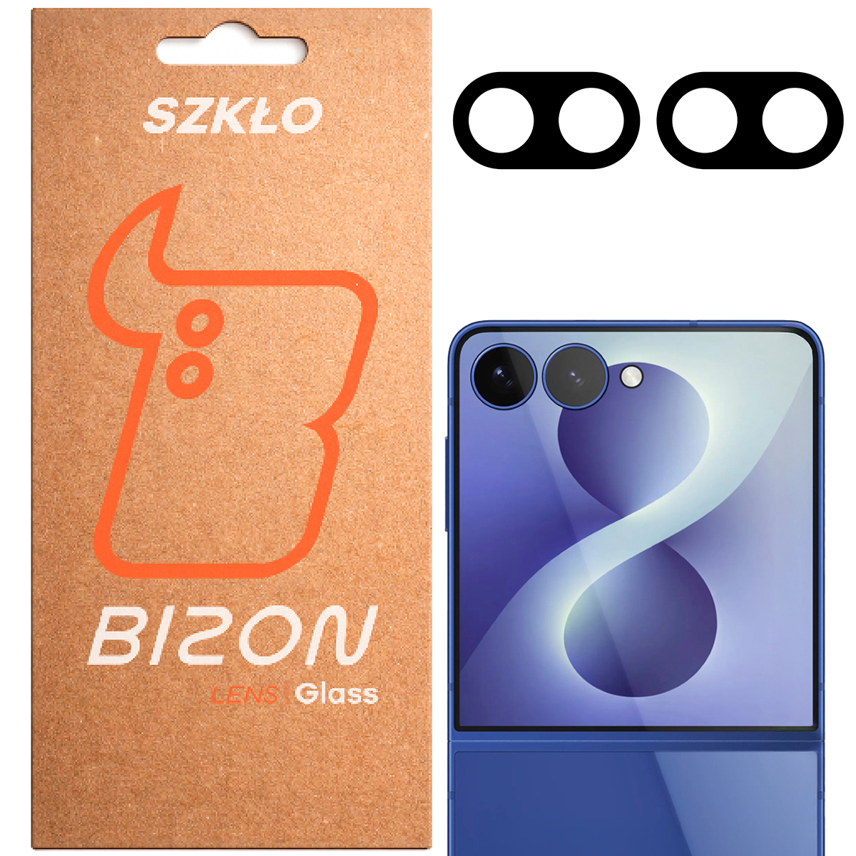 Pudełko i 2 sztuki szkła na aparat Bizon Glass Lens do Samsung Galaxy Z Flip8