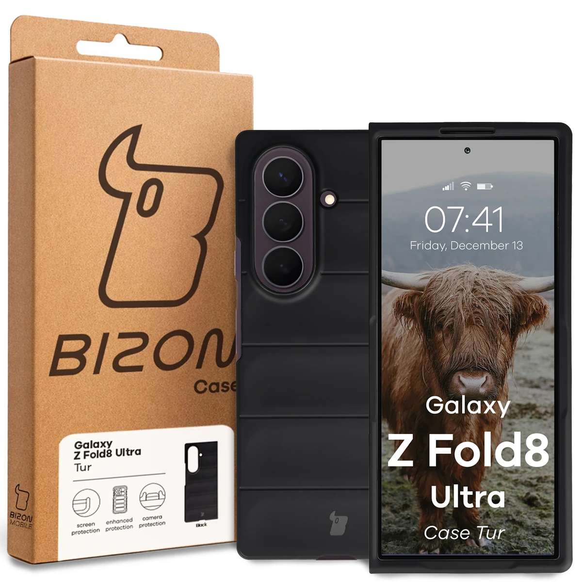 Przód pudełka Bizon Case z dedykowaną etykietą do Galaxy Z Fold8 Ultra