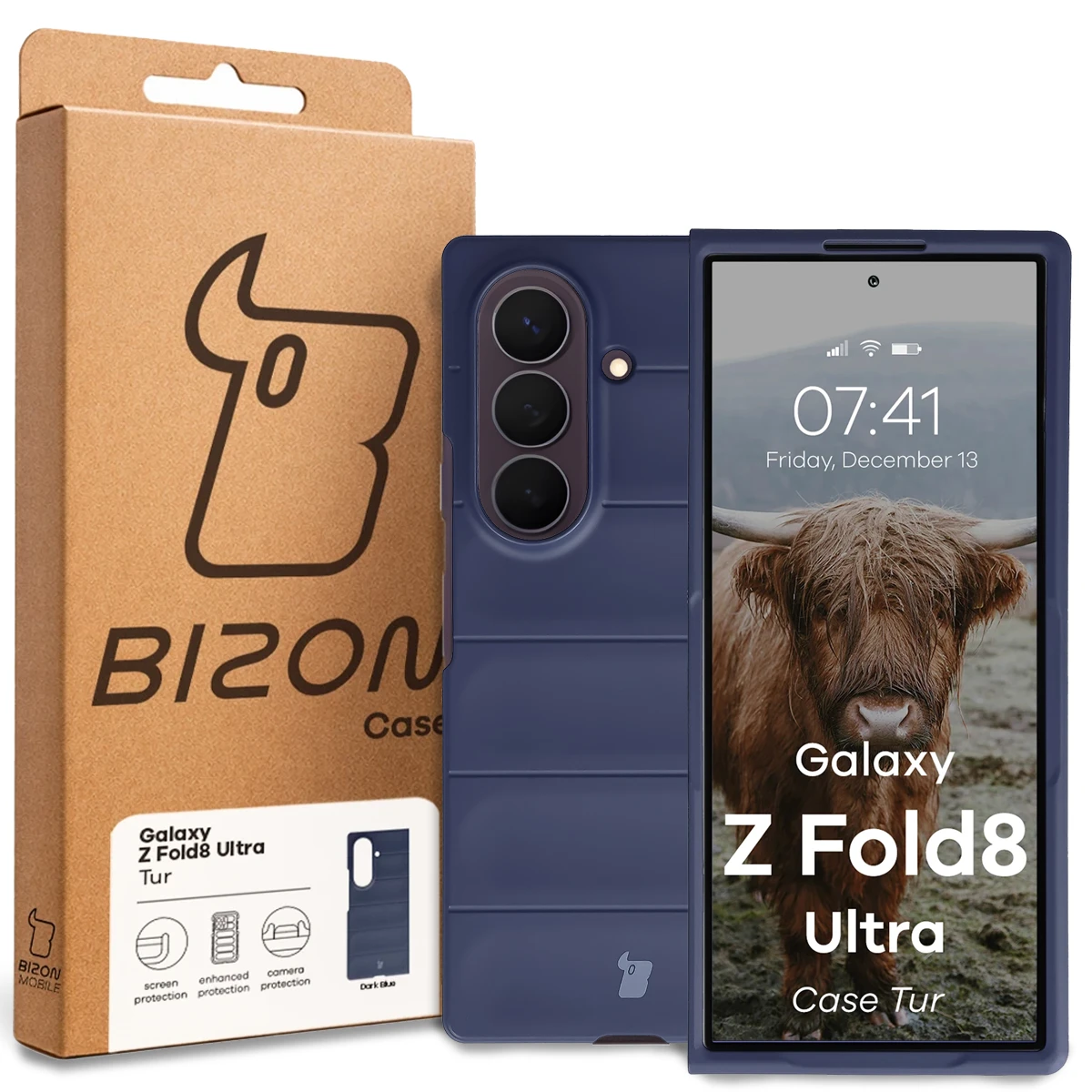 Przód pudełka Bizon Case z dedykowaną etykietą do Galaxy Z Fold8 Ultra