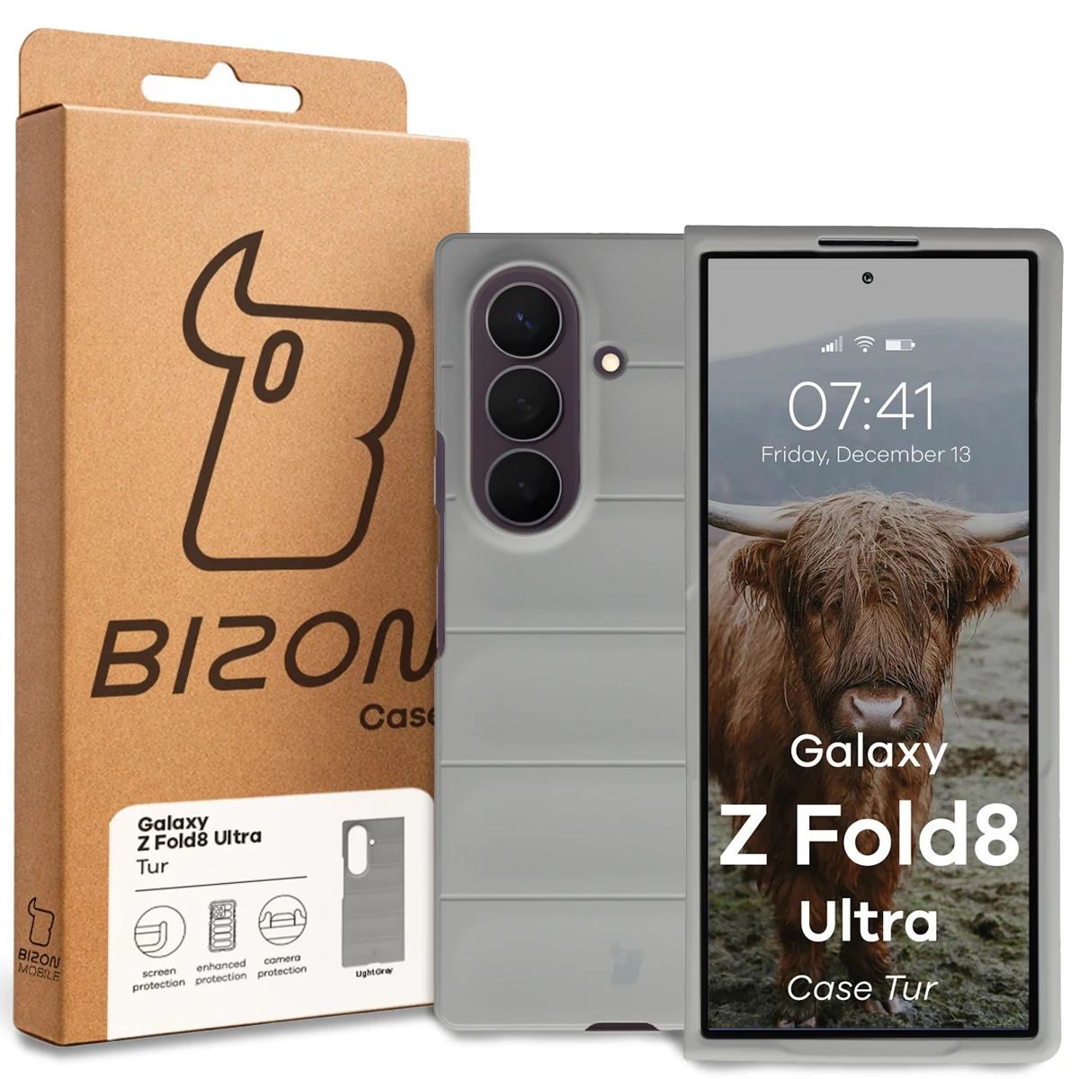 Przód pudełka Bizon Case z dedykowaną etykietą do Galaxy Z Fold8 Ultra