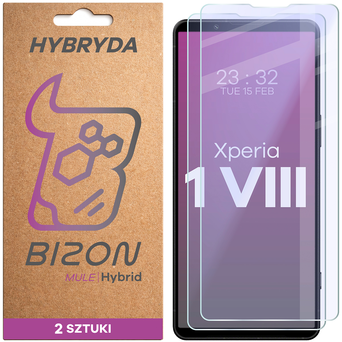 Elastyczne szkło hybrydowe Bizon Hybrid Mule Duo do Sony Xperia 1 VIII, 2 sztuki