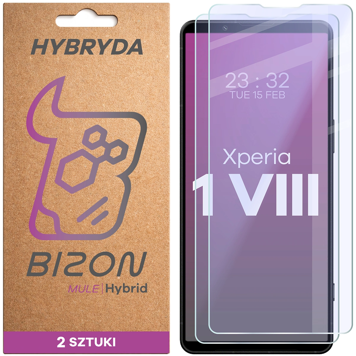 Elastyczne szkło hybrydowe Bizon Hybrid Mule Duo do Sony Xperia 1 VIII, 2 sztuki