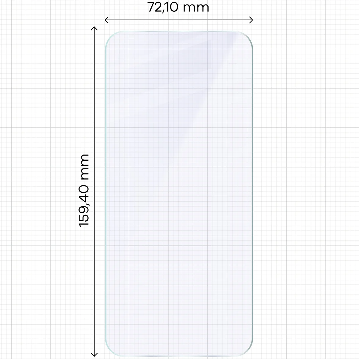 Miarka z wymiarami szkła hybrydowego Bizon Hybrid Mule do Vivo V70 FE 5G