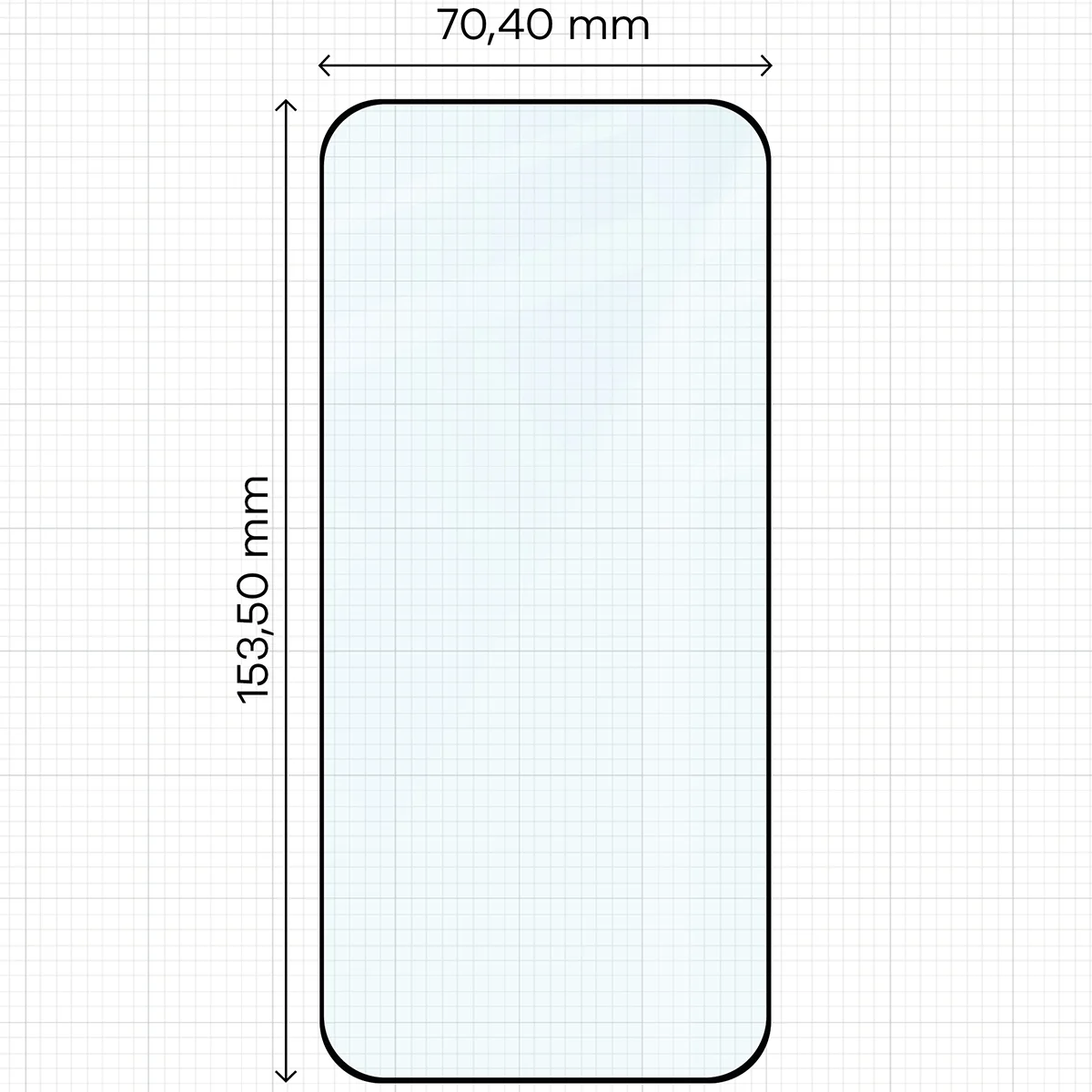 Miarka z wymiarami szkła hartowanego Bizon Glass Edge do Vivo V70 5G