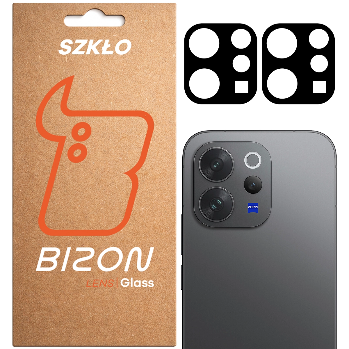 Pudełko i 2 sztuki szkła na aparat Bizon Glass Lens do Vivo V70 5G