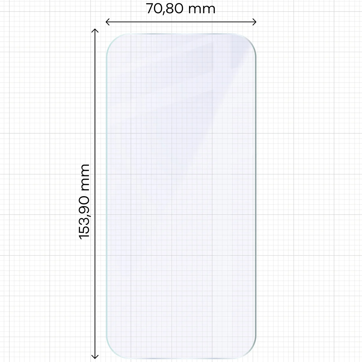 Miarka z wymiarami szkła hybrydowego Bizon Hybrid Mule Duo do Vivo V70 5G