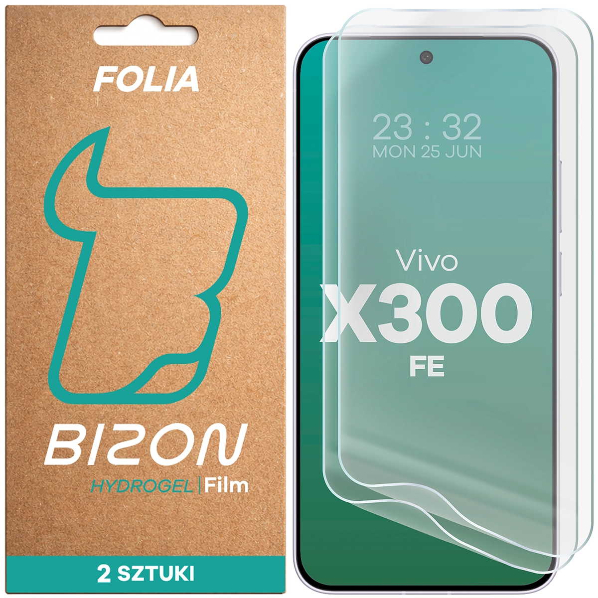 Pudełko i folia hydrożelowa na ekran Bizon Film Hydrogel Front Duo do Vivo X300 FE